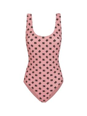 Pink Logo-Print One-Piece Swimsuit